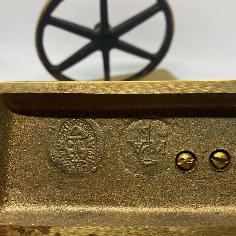 1960 Virginia Metal Works Polished Brass Wagon Wheel Bookends - Picture 4 of 13